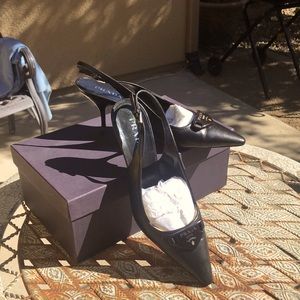 Prada sling back black heels